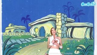 Cuki fiatal wilma flintstone cosplayben masturbál és leszívja a bazinagy fazsat
