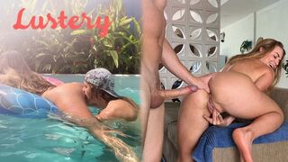 Buxom világos szőke amateur valagát szexelik úszás után